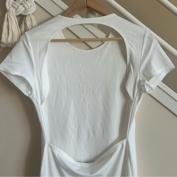 Reformation x Laura Harrier Christy Knit Open Back TShirt Mini Dress Ivory L NWT - Picture 9 of 16